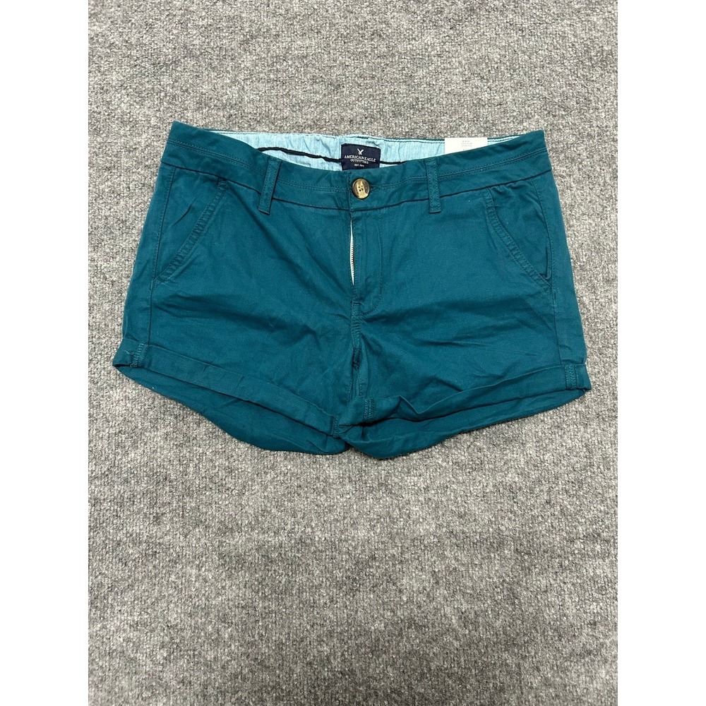 American Eagle Shorts Womens Size 10 Teal Midi Stretch Casual Rolled Cuff New